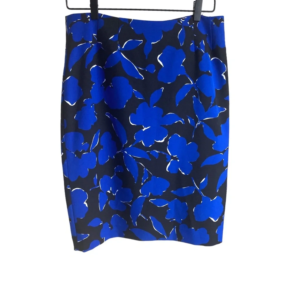 Kasper‎ Skirt Slim Blue Floral Print Slim Pencil 6